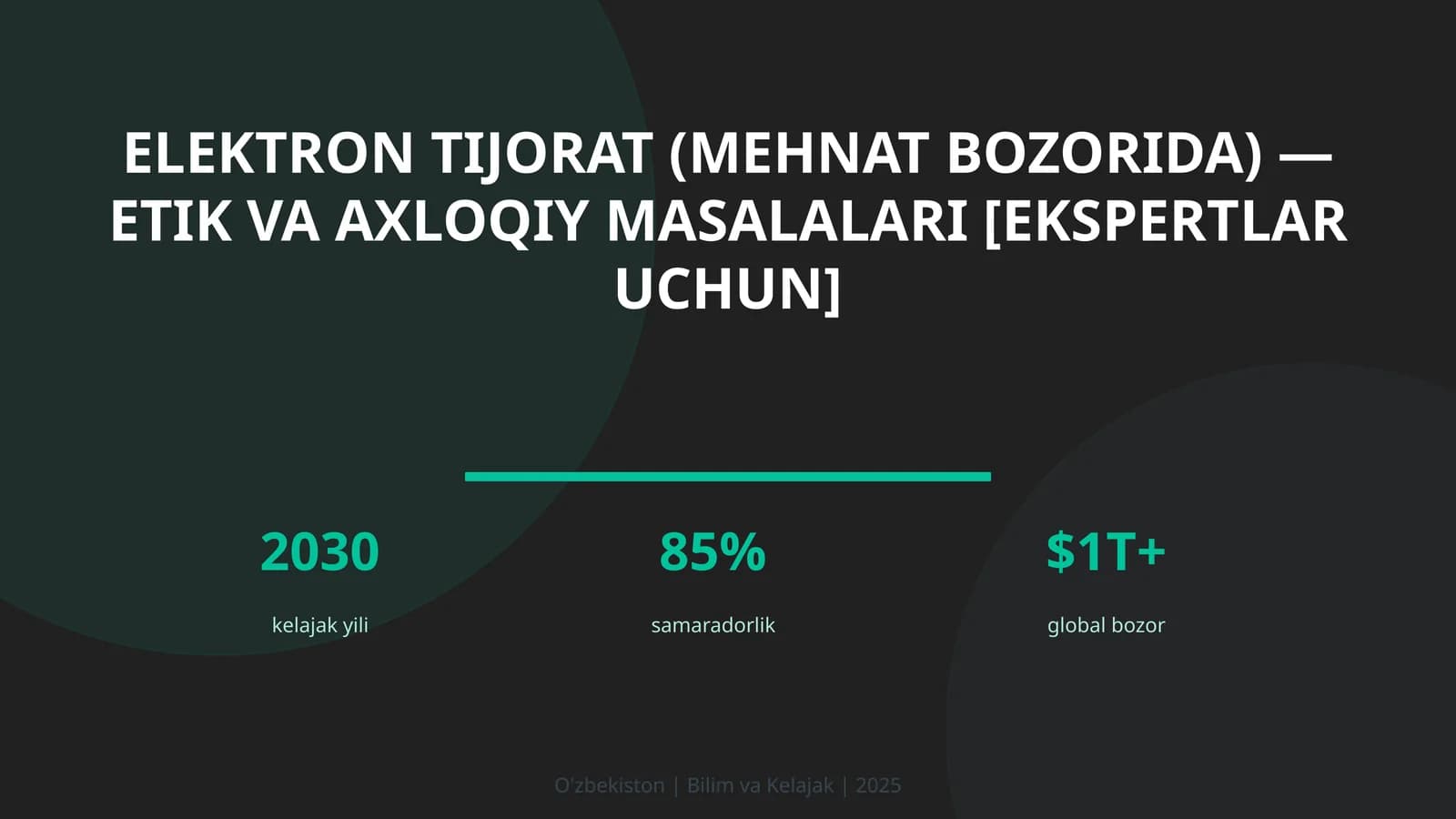 Elektron tijorat (mehnat bozorida) — etik va axloqiy masalalari [ekspertlar uchun]