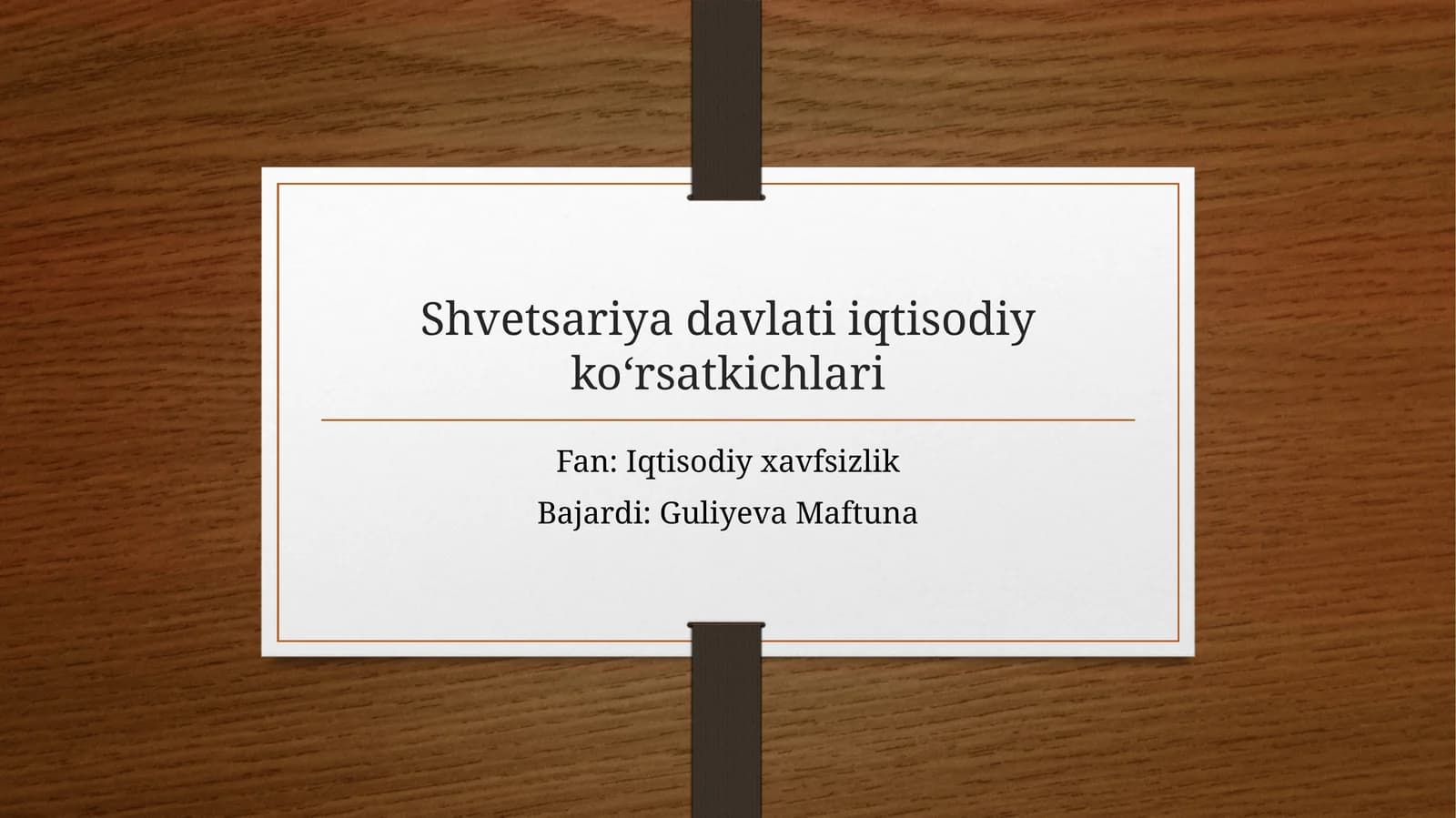 Shvetsariya davlati iqtisodiy ko‘rsatkichlari