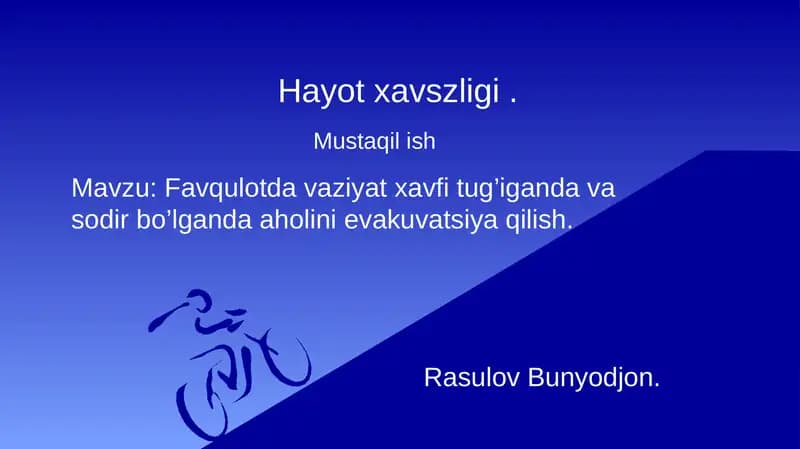 Favqulodda Vaziyatlar Xavfi Tug’iganda Evakuatsiya