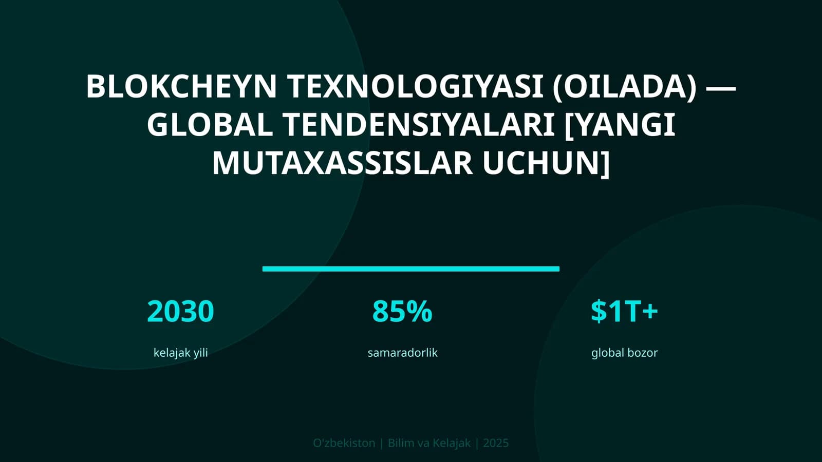 Blokcheyn texnologiyasi (oilada) — global tendensiyalari [yangi mutaxassislar uchun]