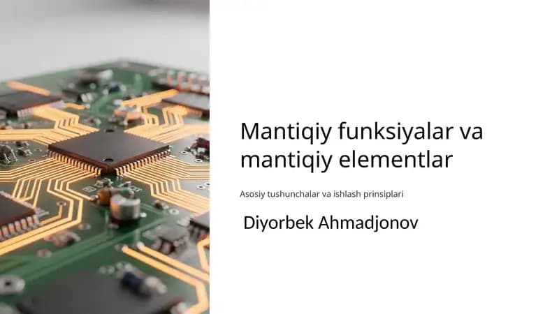 Mantiqiy funksiyalar va mantiqiy elementlar