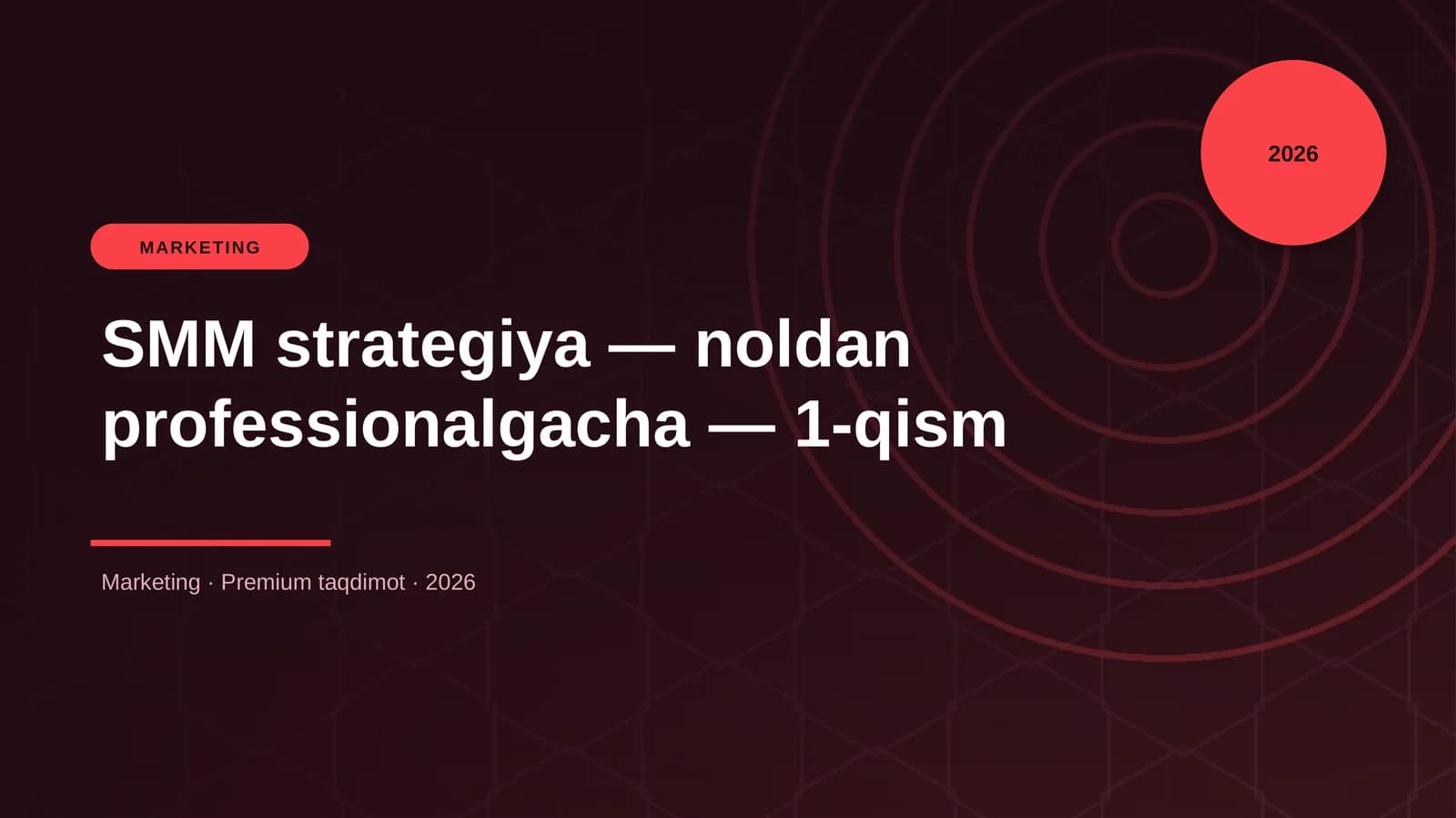 SMM strategiya — noldan professionalgacha — 1-qism