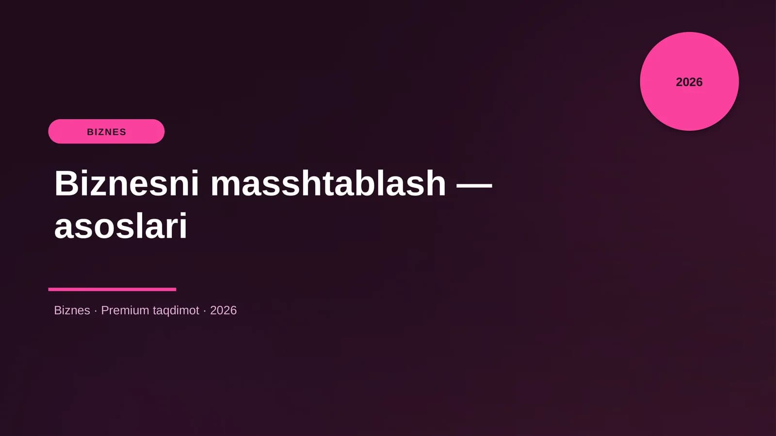 Biznesni masshtablash — asoslari