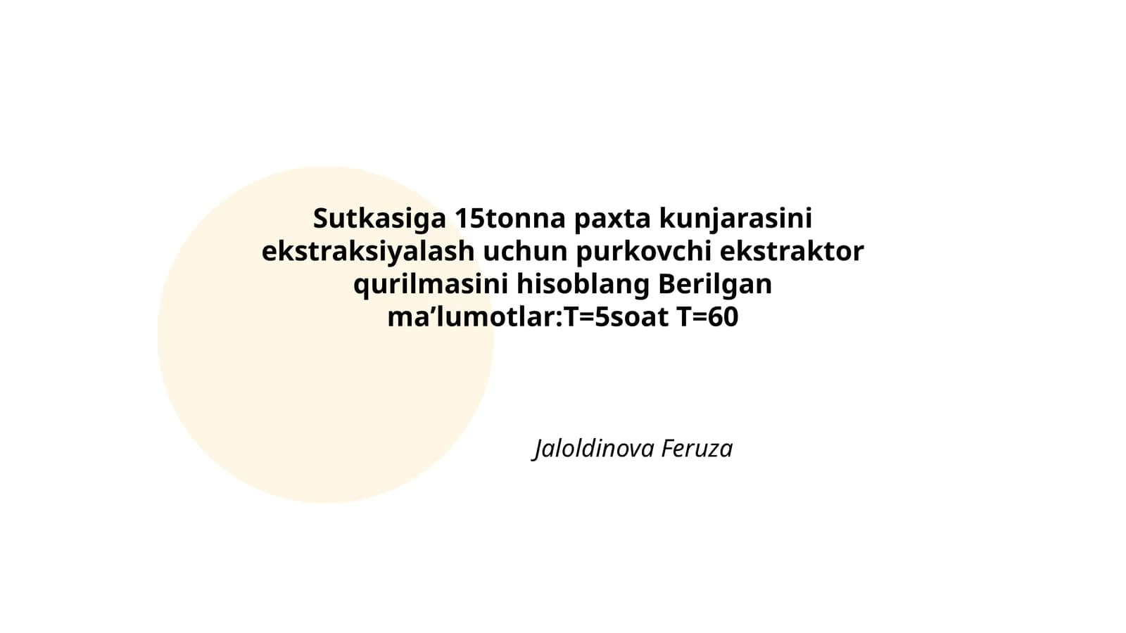Paxta kunjarasini ekstraksiyalash uchun purkovchi ekstraktor