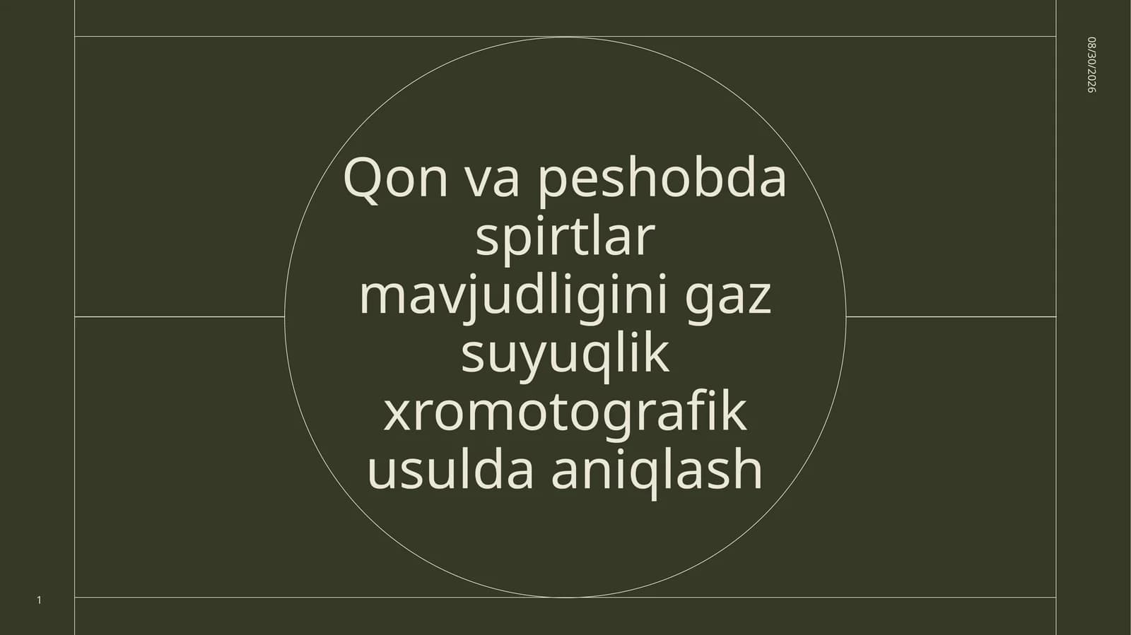 Qon va peshobdagi spirtlar mavjudligini gaz-suyuqlik xromatografik usulda aniqlash
