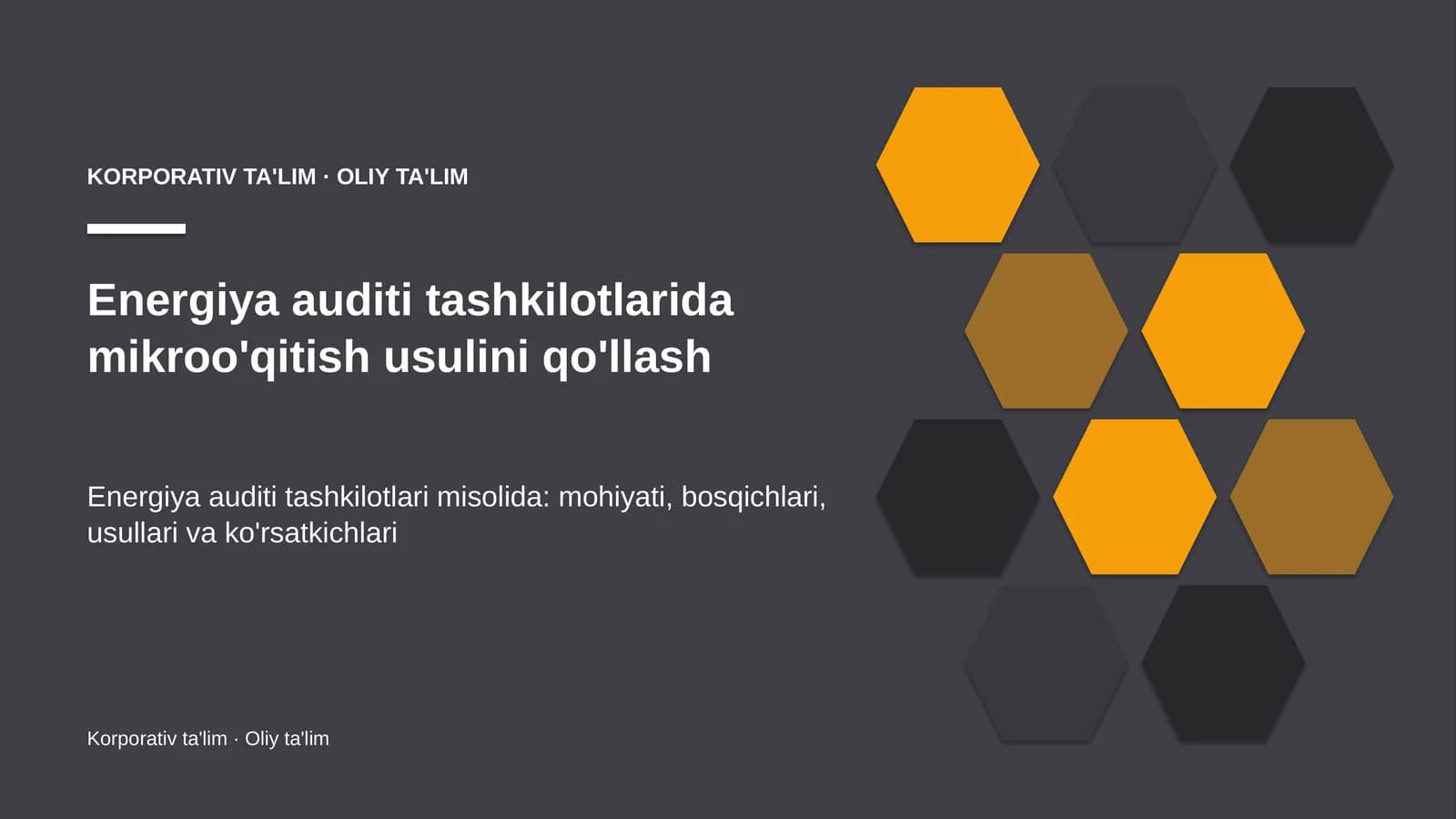 Energiya auditi tashkilotlarida mikroo'qitish usulini qo'llash