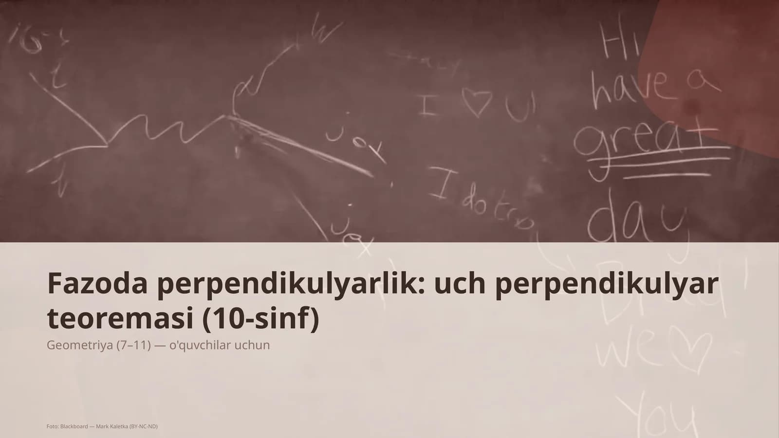 Fazoda perpendikulyarlik: uch perpendikulyar teoremasi (10-sinf)