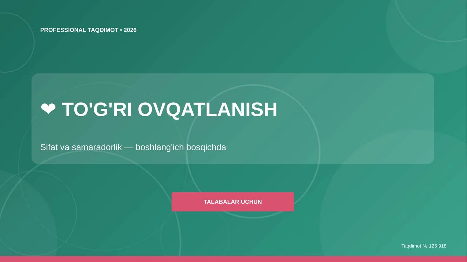 TO'G'RI OVQATLANISH