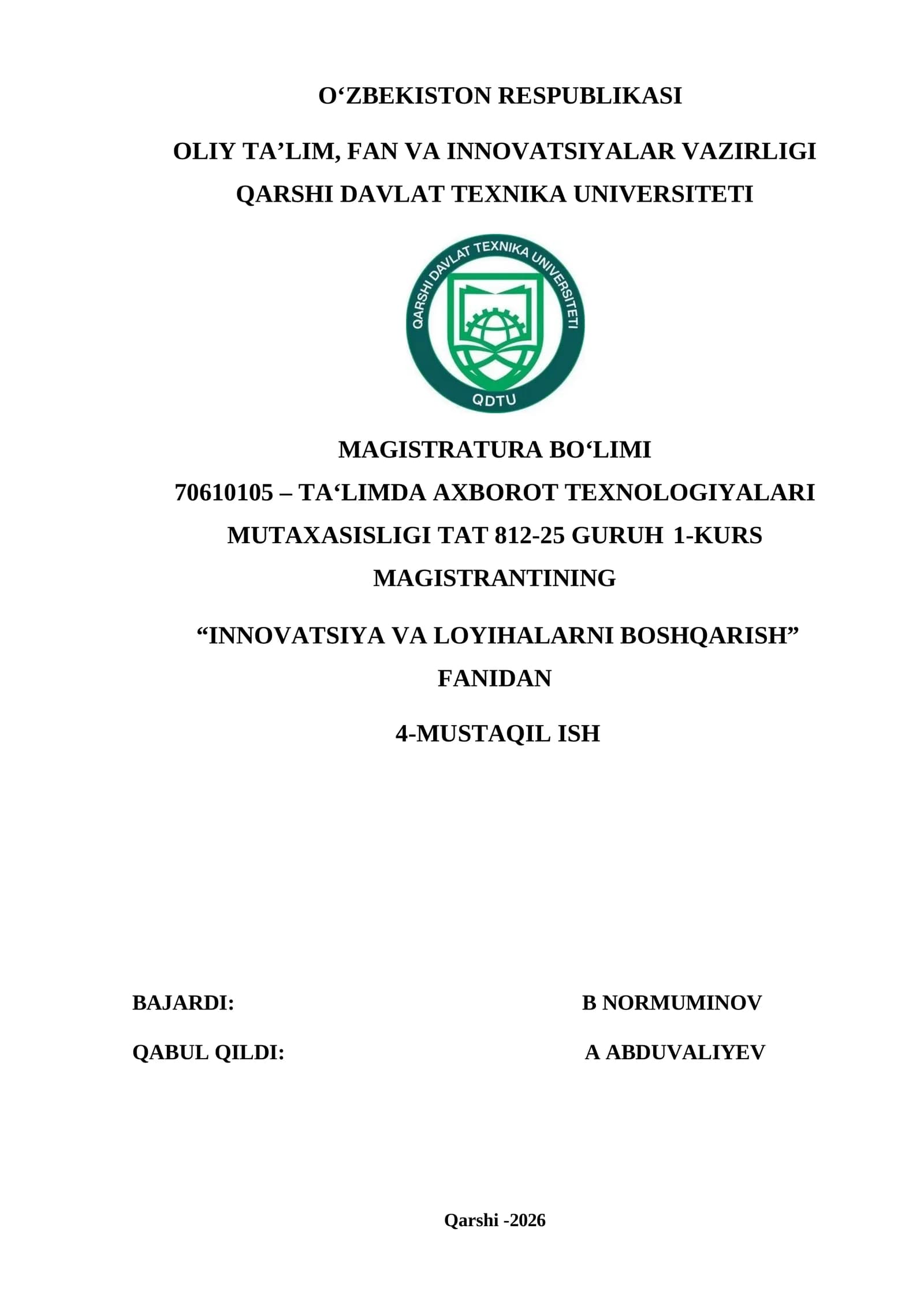 innovatsion loyihalar
