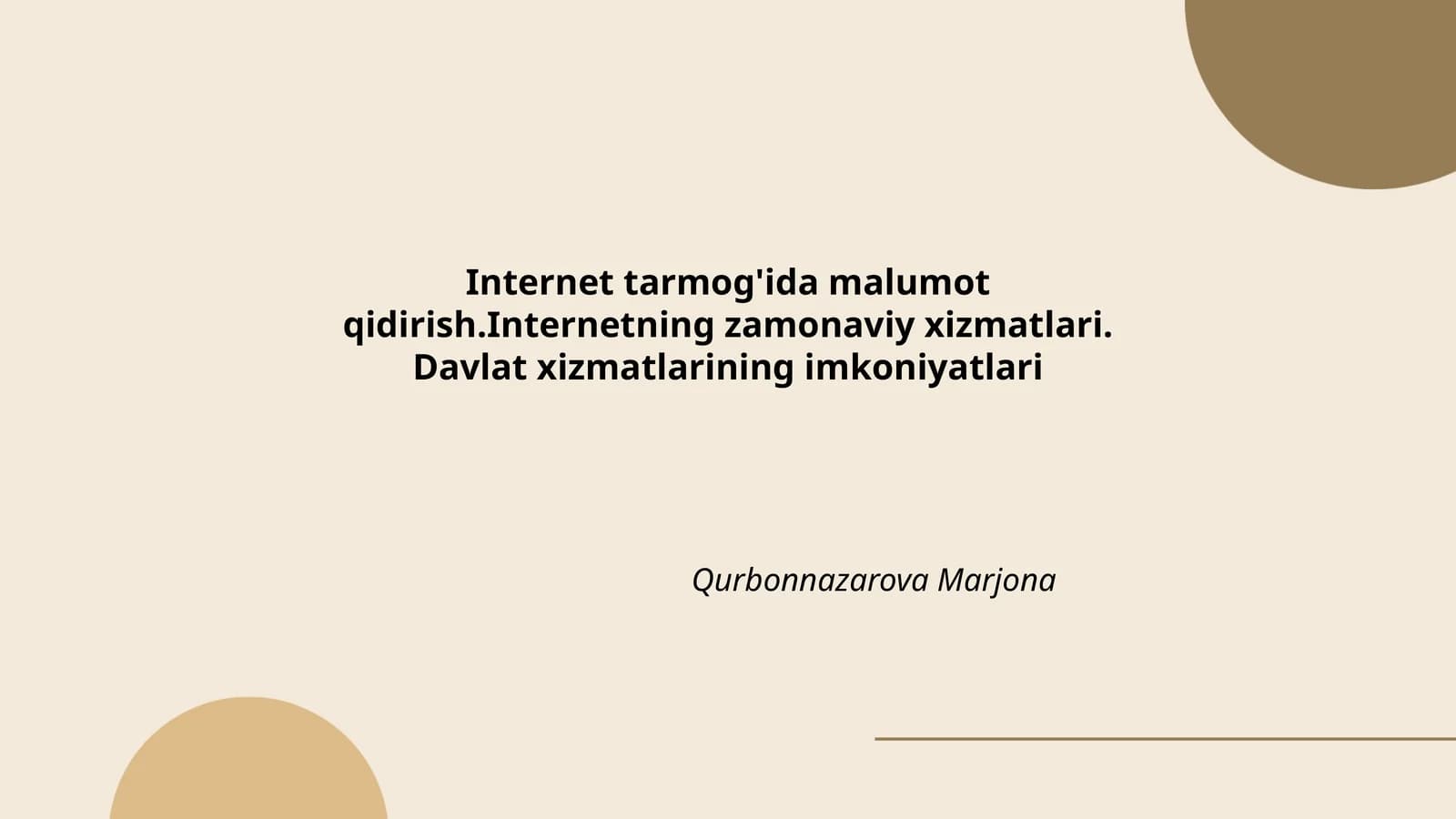 Internet tarmog'ida malumot qidirish