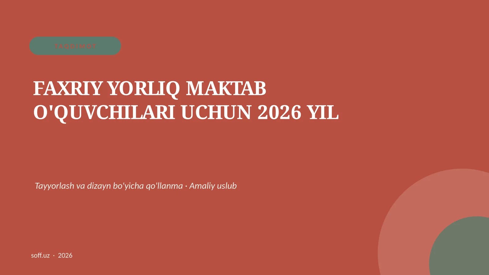 Tayyorlash va dizayn bo'yicha qo'llanma