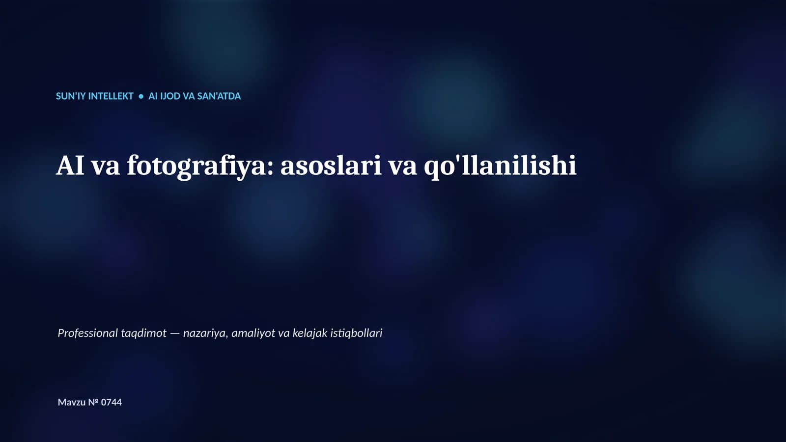 SUN'IY INTELLEKT • AI IJOD VA SAN'ATDA