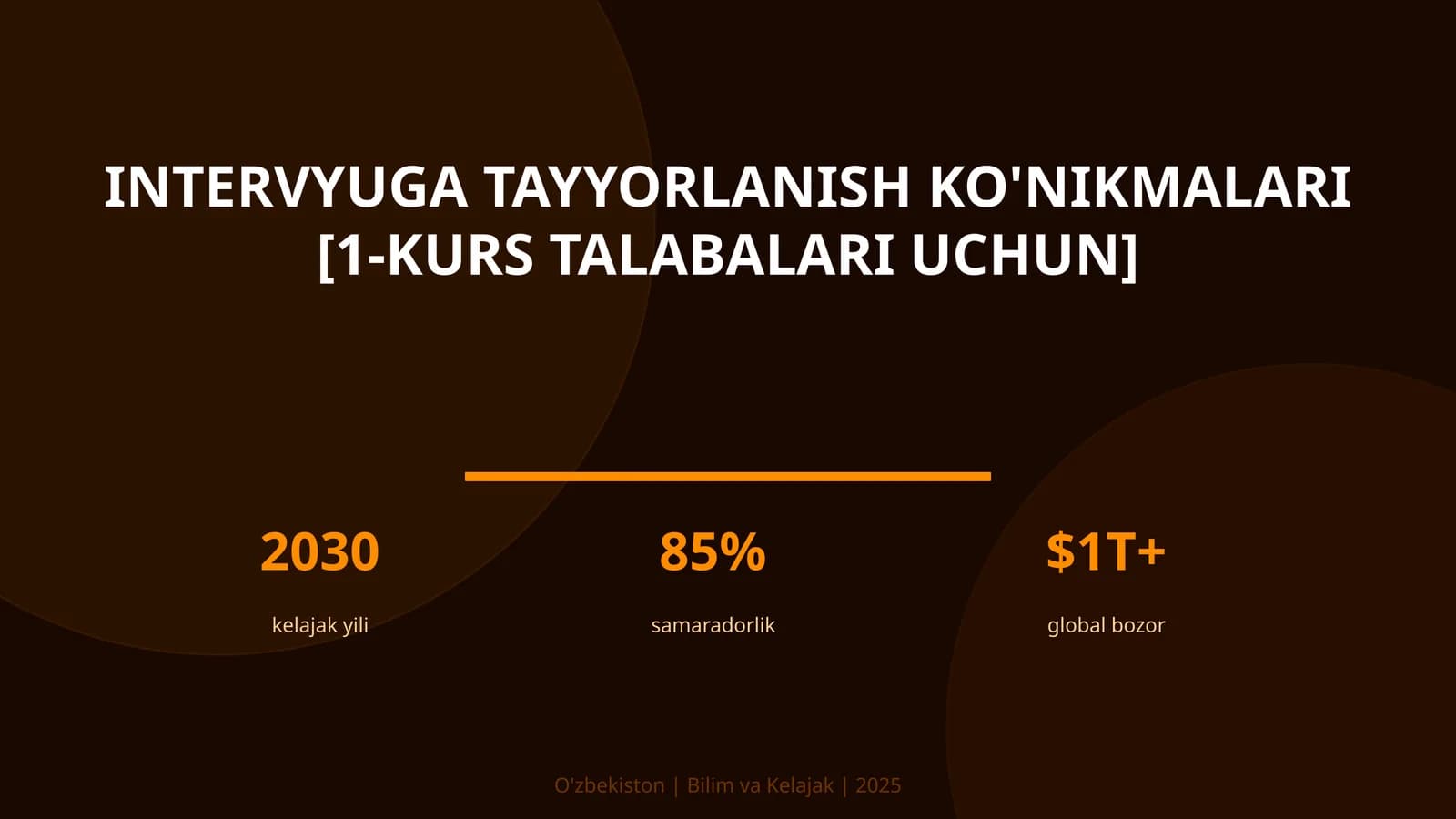 Intervyuga tayyorlanish ko'nikmalari [1-kurs talabalari uchun]