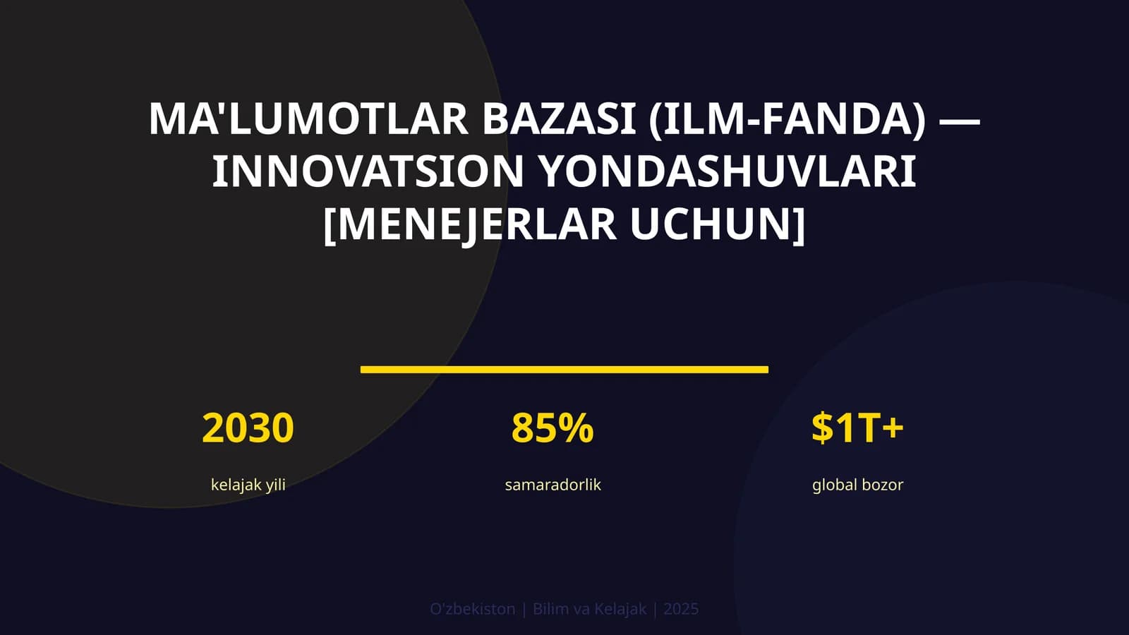 Ma'lumotlar bazasi (ilm-fanda) — innovatsion yondashuvlari [menejerlar uchun]
