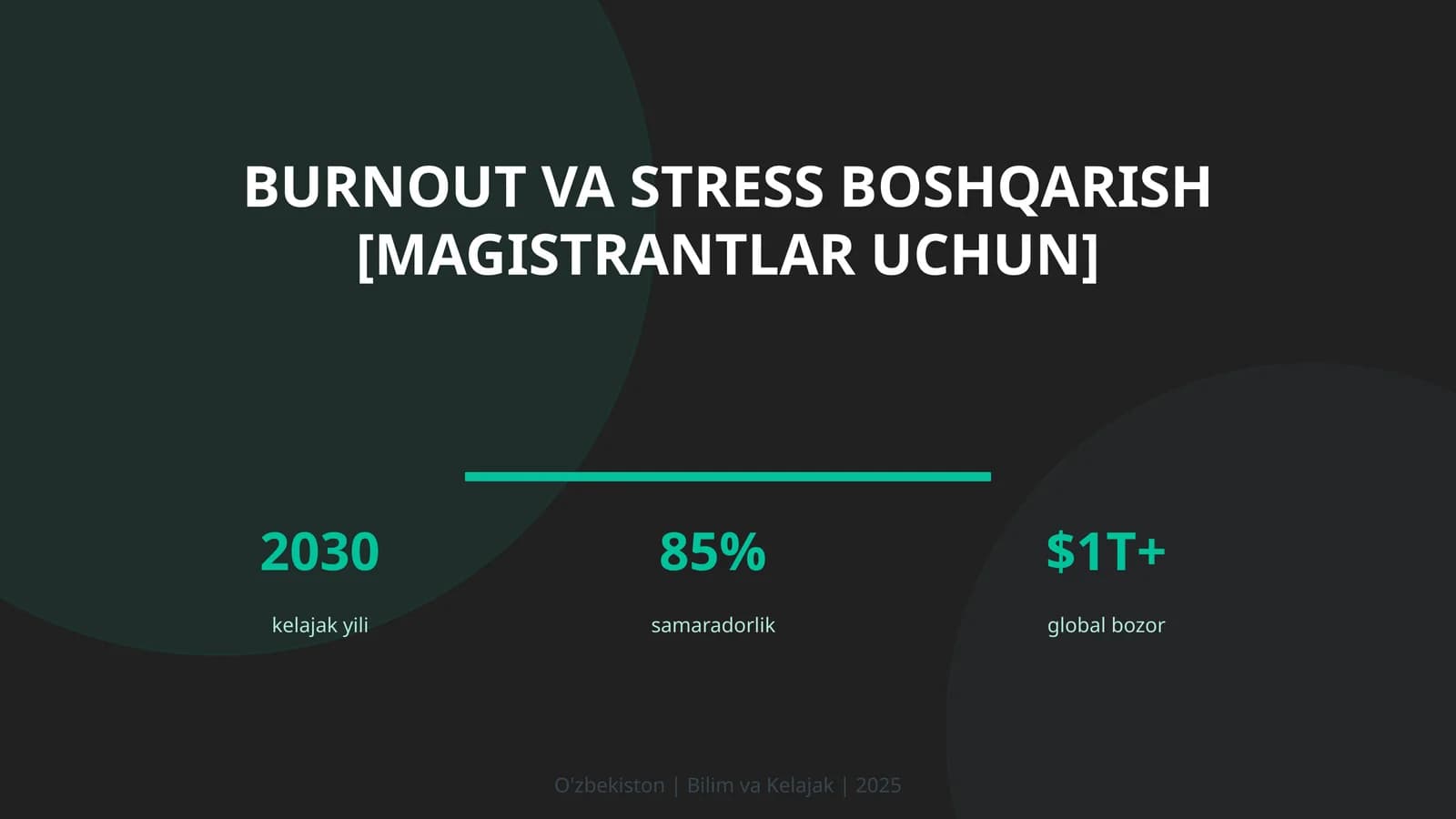 Burnout va stress boshqarish [magistrantlar uchun]