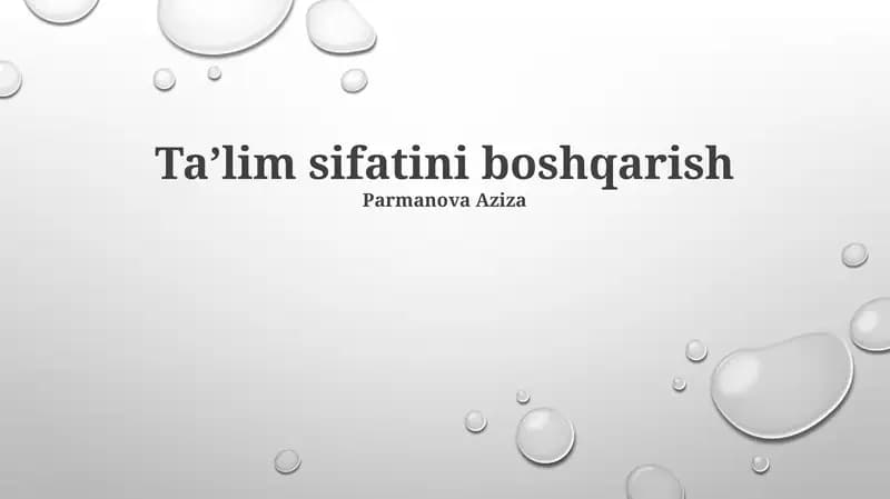 Taʼlim sifatini boshqarish
