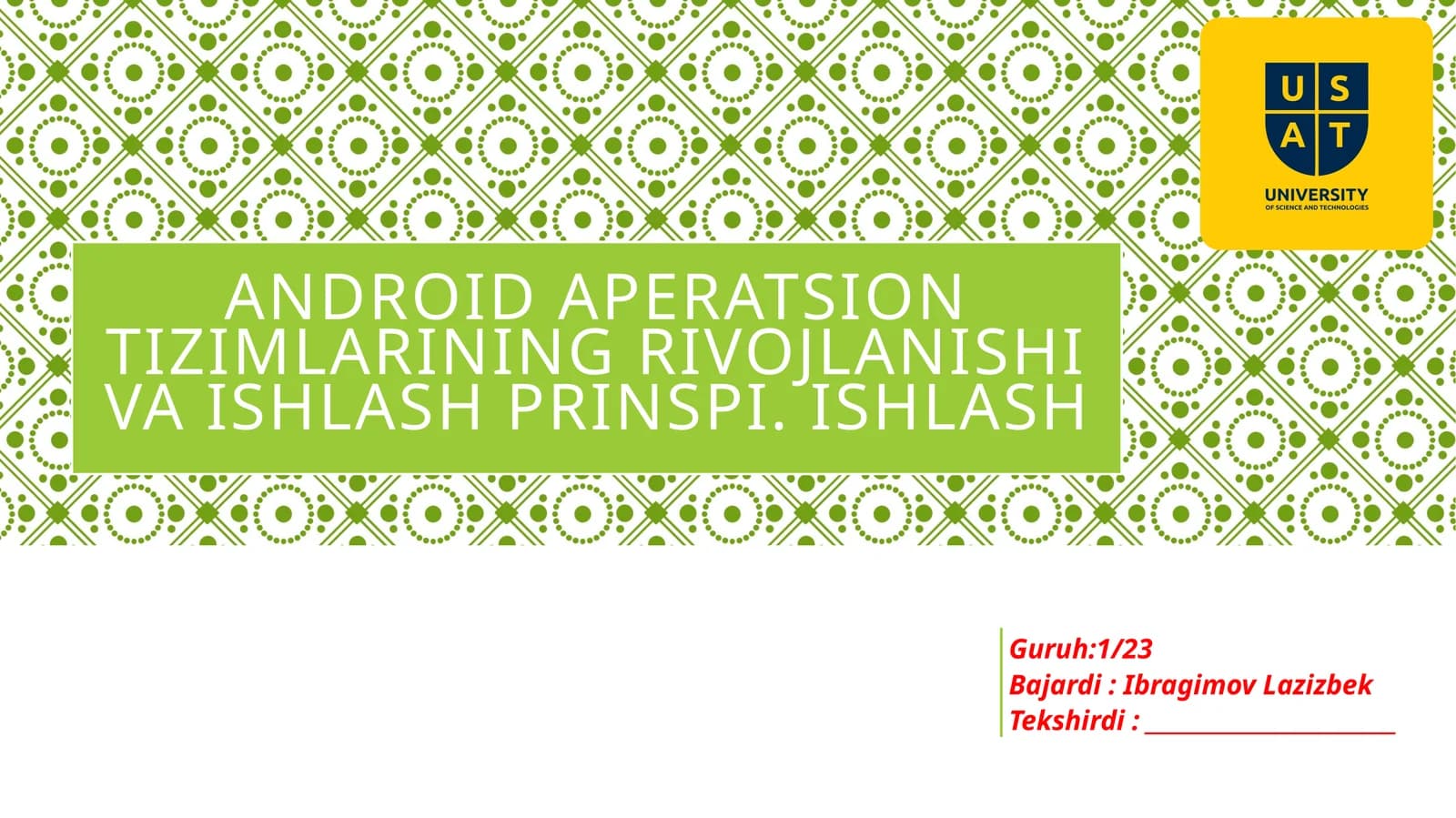 Androidoperatsion tizimlarining rivojlanishi va ishlash prinsipi