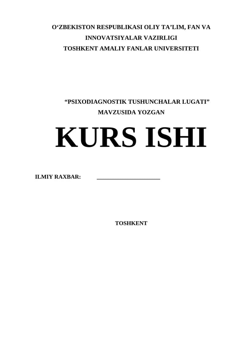 Psixodiagnostik Tushunchalar Lugati