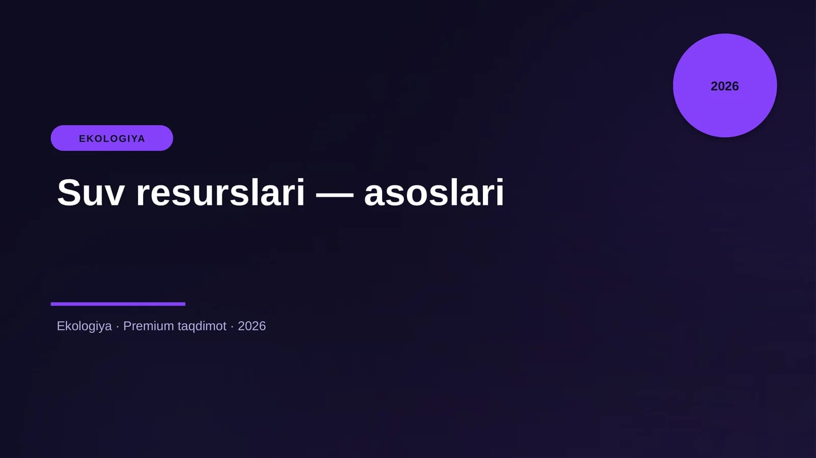 Suv resurslari — asoslari