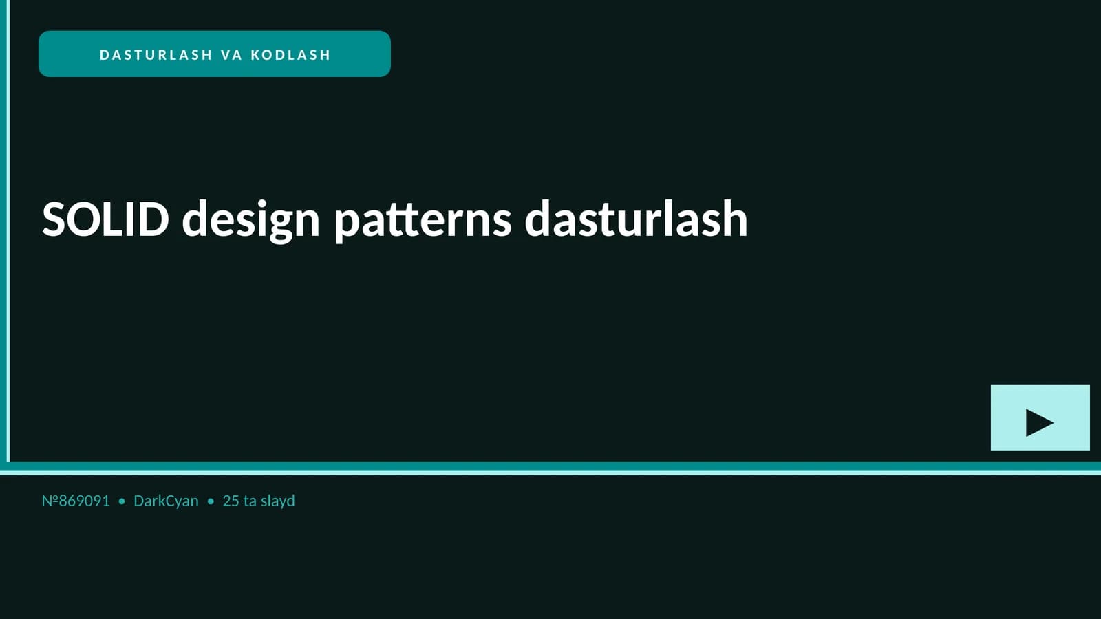 SOLID design patterns dasturlash