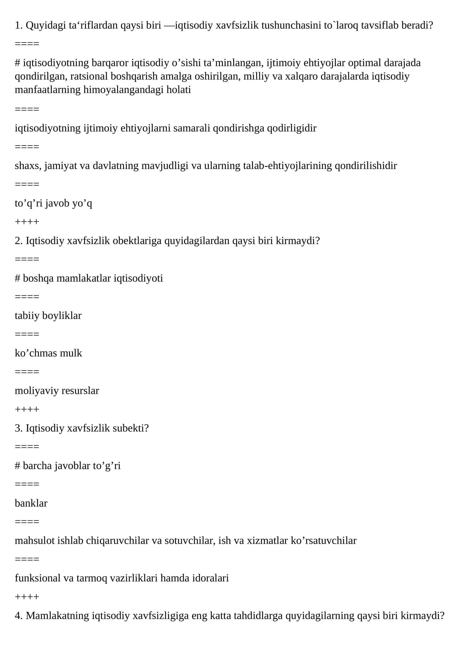 Mamlakatning iqtisodiy xavfsizligiga tahdidlar