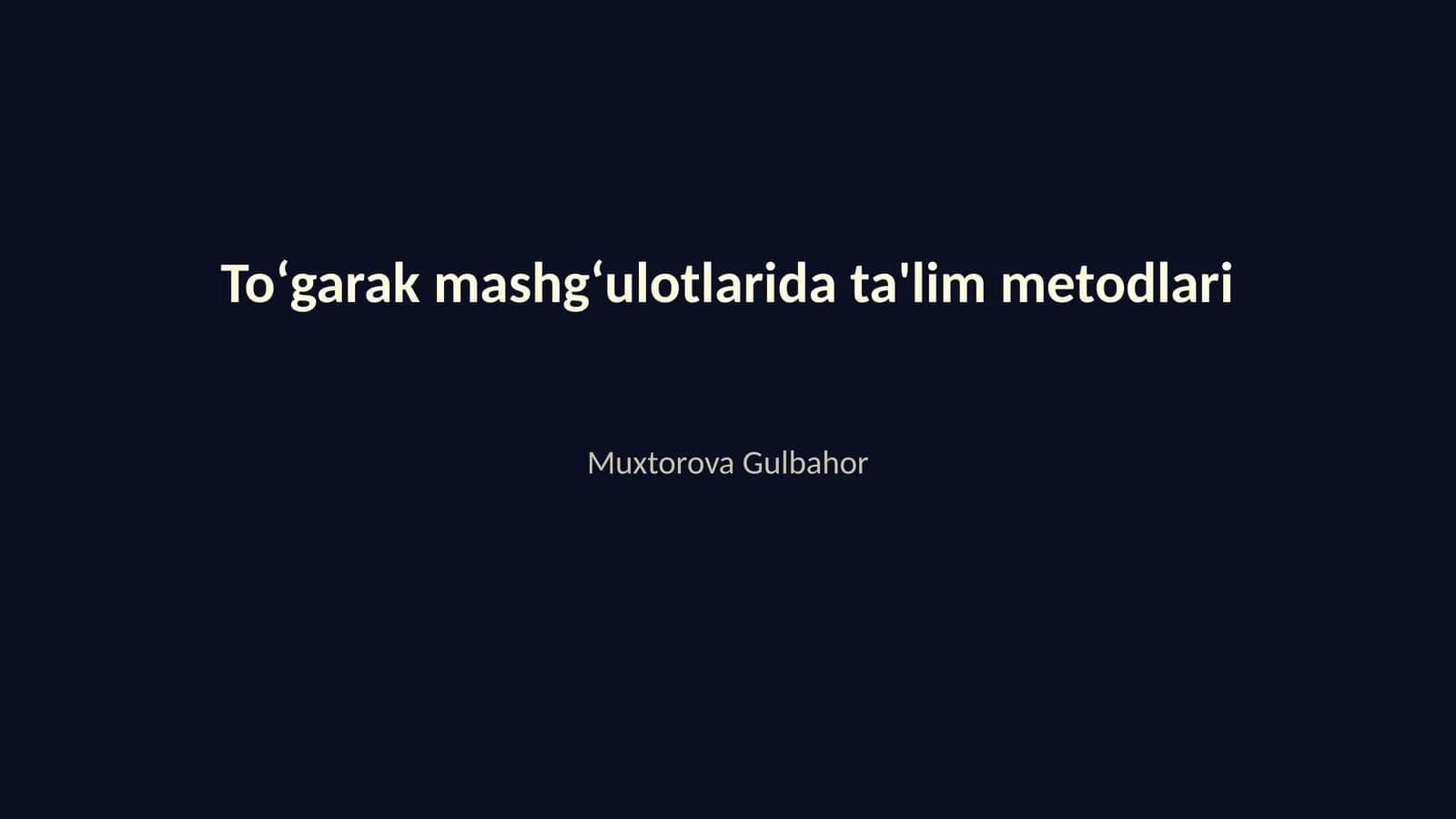 Toʻgarak mashgʻulotlarida ta'lim metodlari