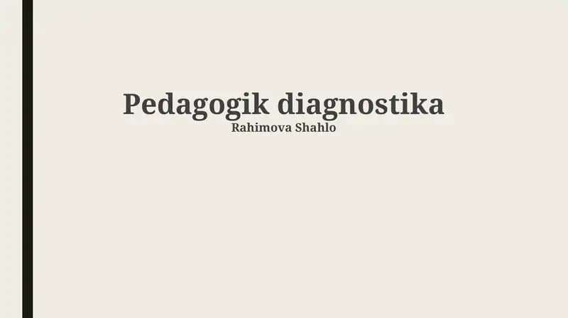 Pedagogik diagnostika