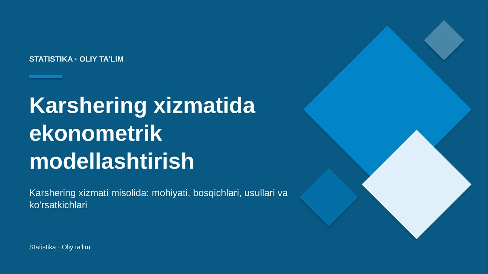 Karshering xizmatida ekonometrik modellashtirish
