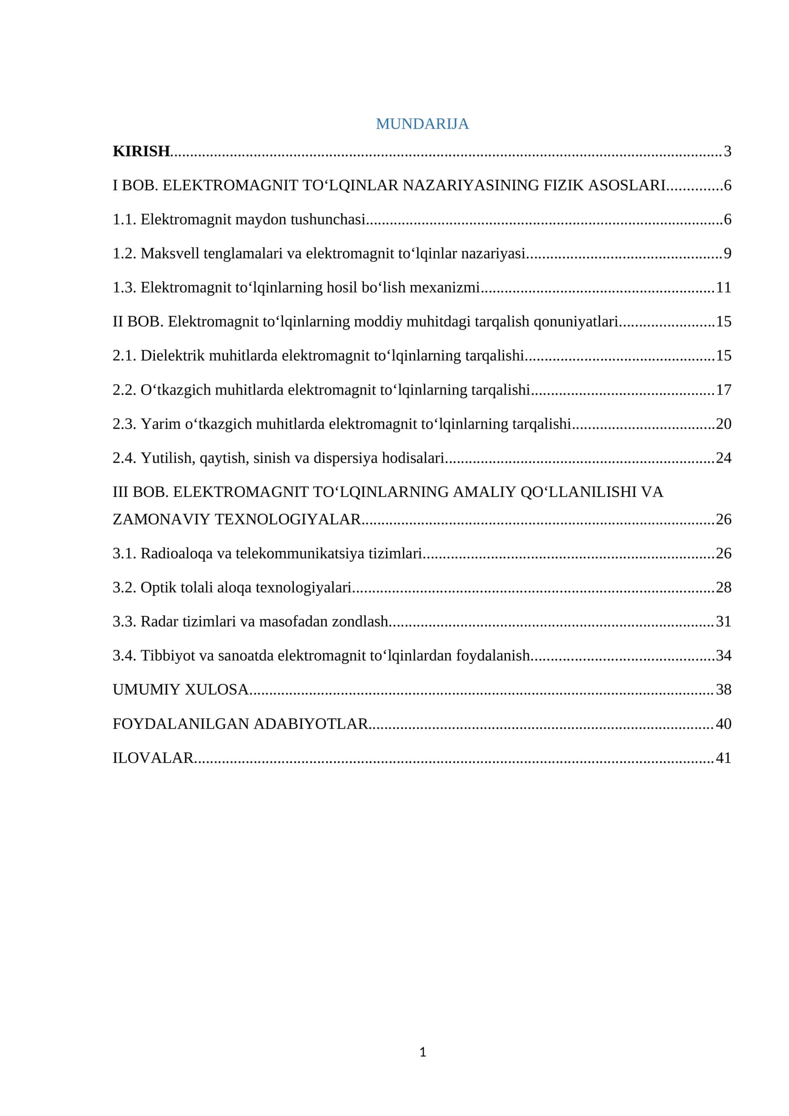 ELEKTROMAGNIT TO‘LQINLARNING AMALIY QO‘LLANILISHI VA ZAMONAVIY TEXNOLOGIYALAR