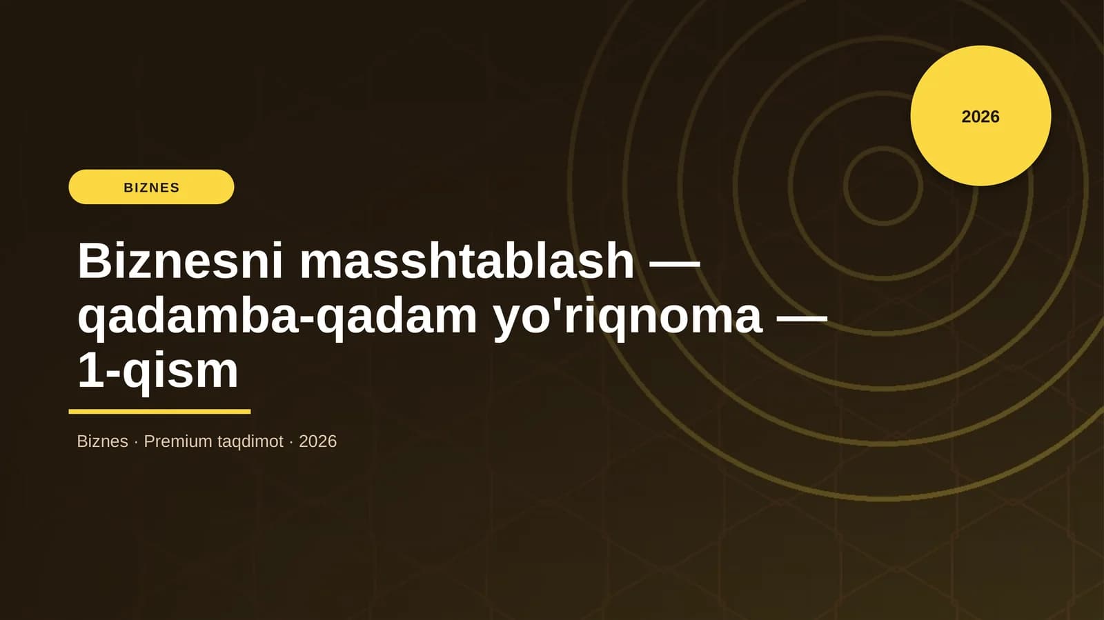 Biznesni masshtablash — qadamba-qadam yo'riqnoma — 1-qism