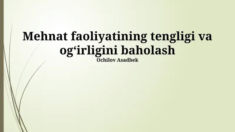 Tenglik va Og'irlikni Baholashning Muhimligi