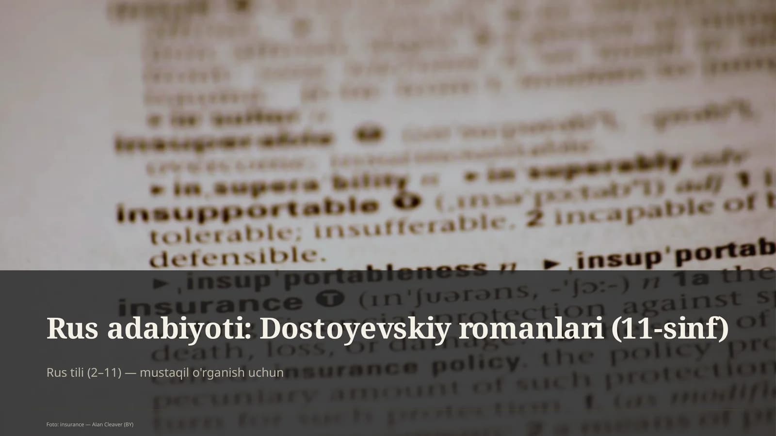 Rus adabiyoti: Dostoyevskiy romanlari (11-sinf)