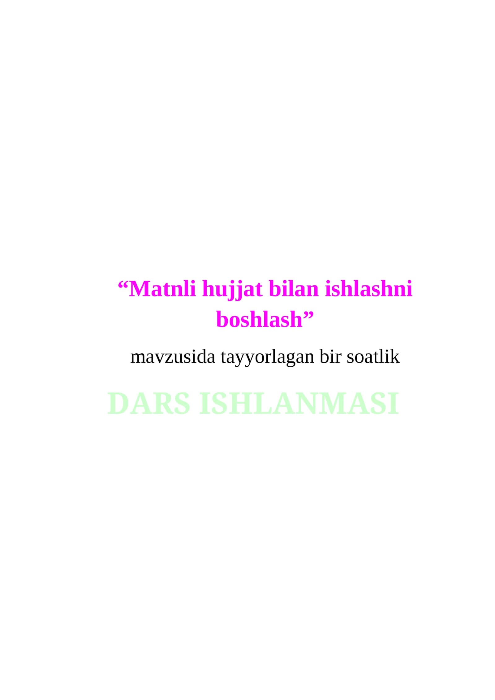 DARS ISHLANMASI