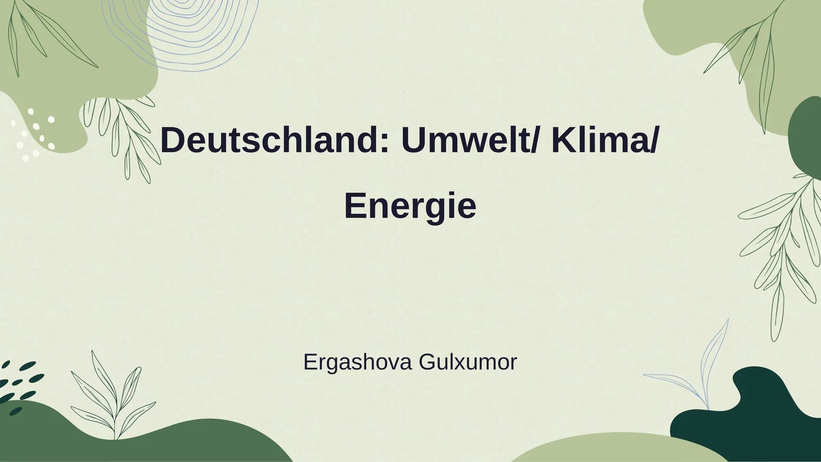 Deutschland: Umwelt/ Klima/ Energie