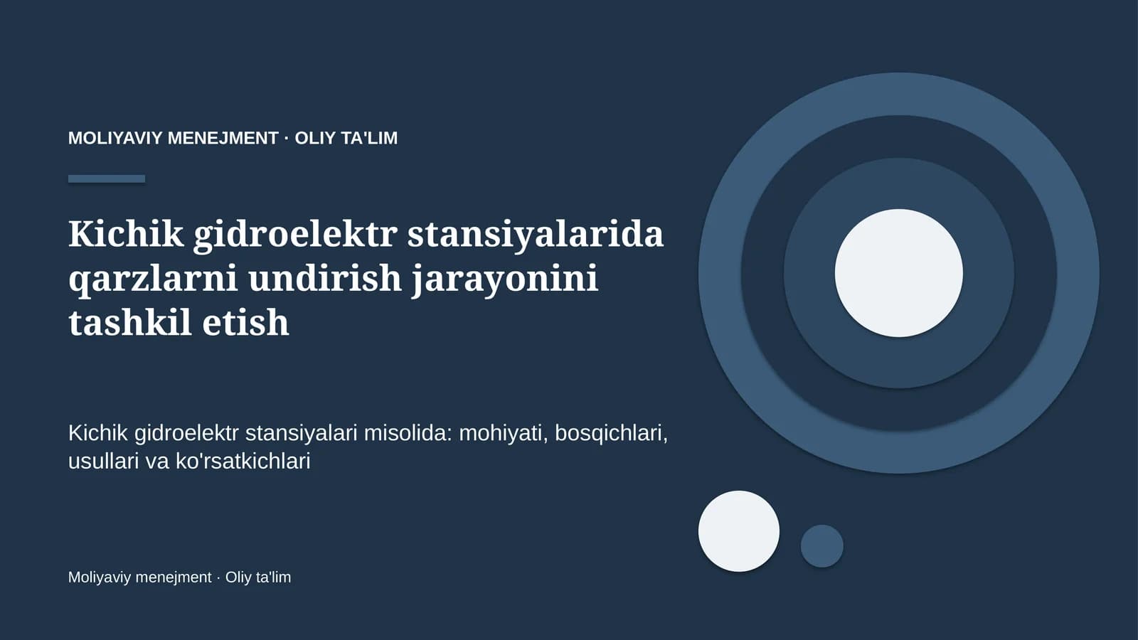 Kichik gidroelektr stansiyalarida qarzlarni undirish jarayonini tashkil etish