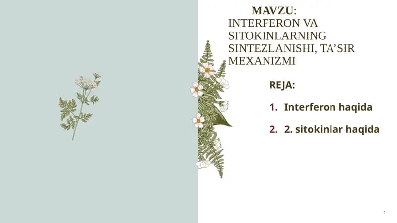 INTERFERON VA SITOKINLARNING SINTEZLANISHI
