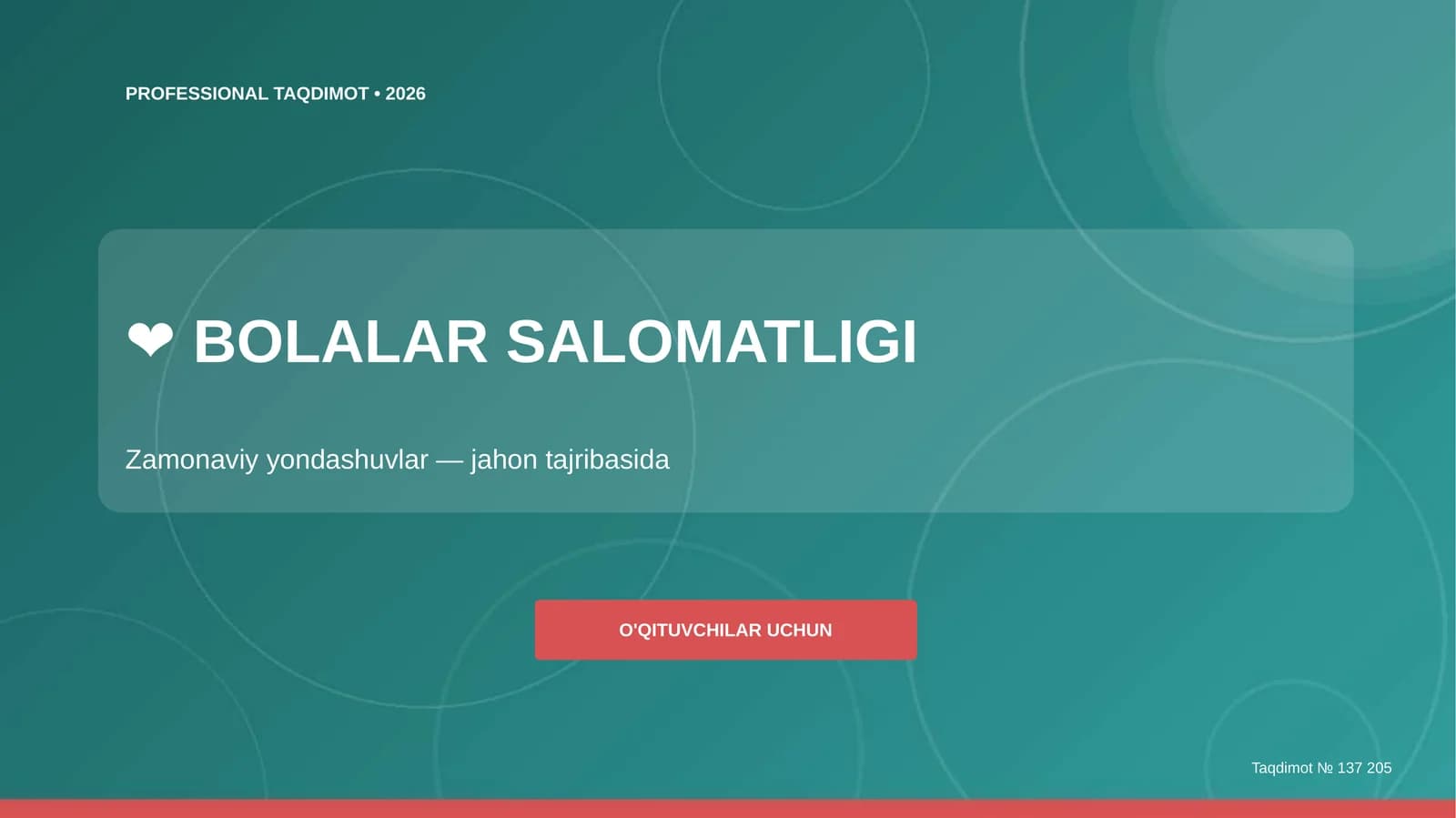 Bolalar salomatligi: zamonaviy yondashuvlar (jahon tajribasida) [o'qituvchilar uchun]