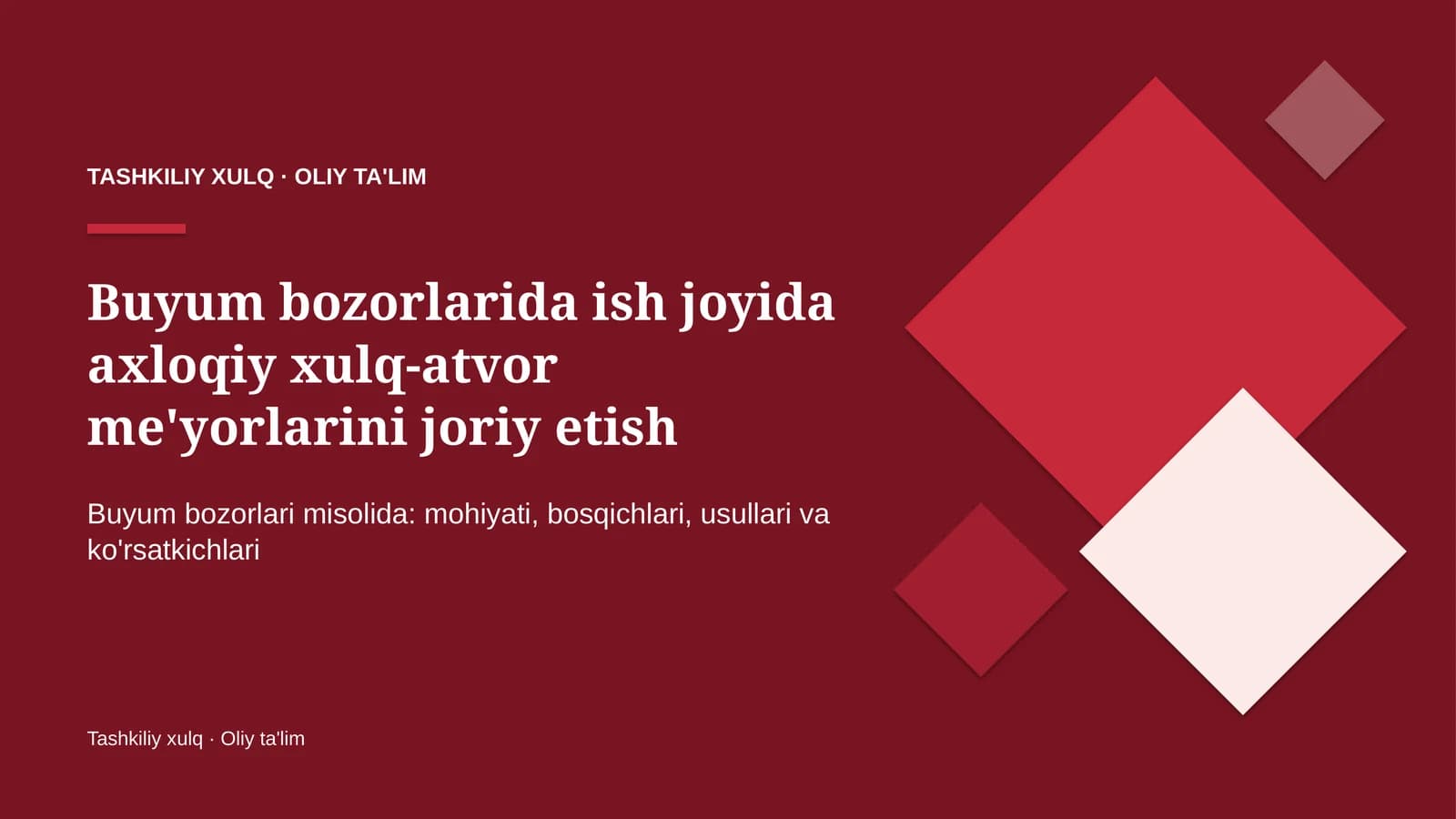 Axloqiy xulq-atvor me'yorlarini joriy etish: mohiyati
