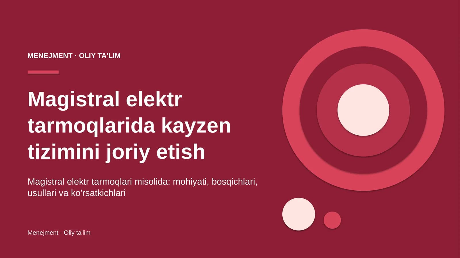 Magistral elektr tarmoqlarida kayzen tizimini joriy etish