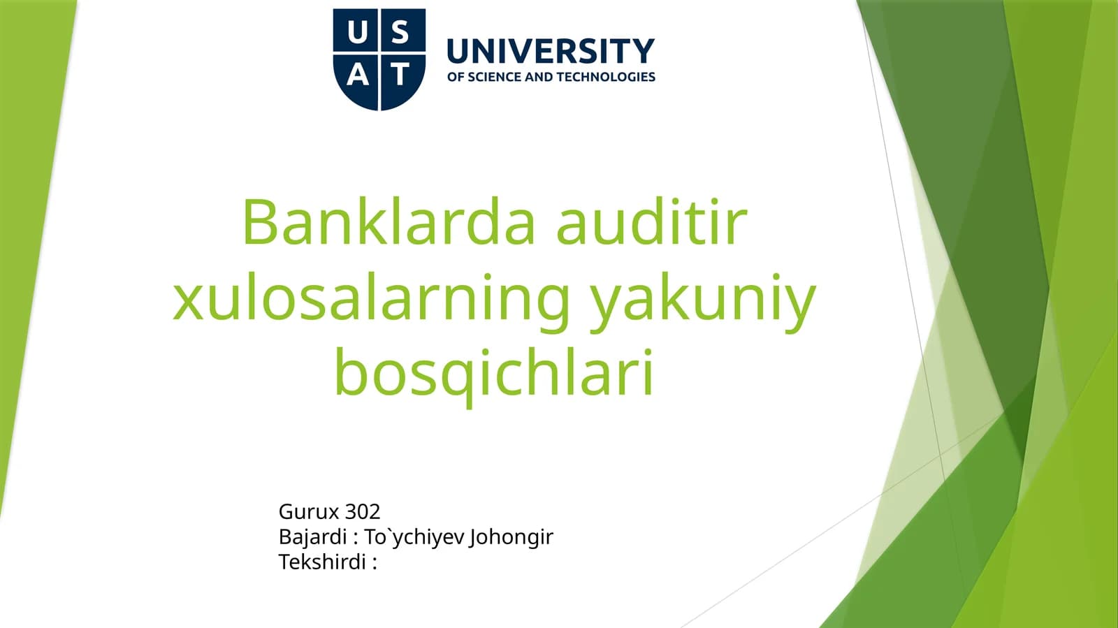 Banklardaauditirxulosalarningyakuniybosqichlari
