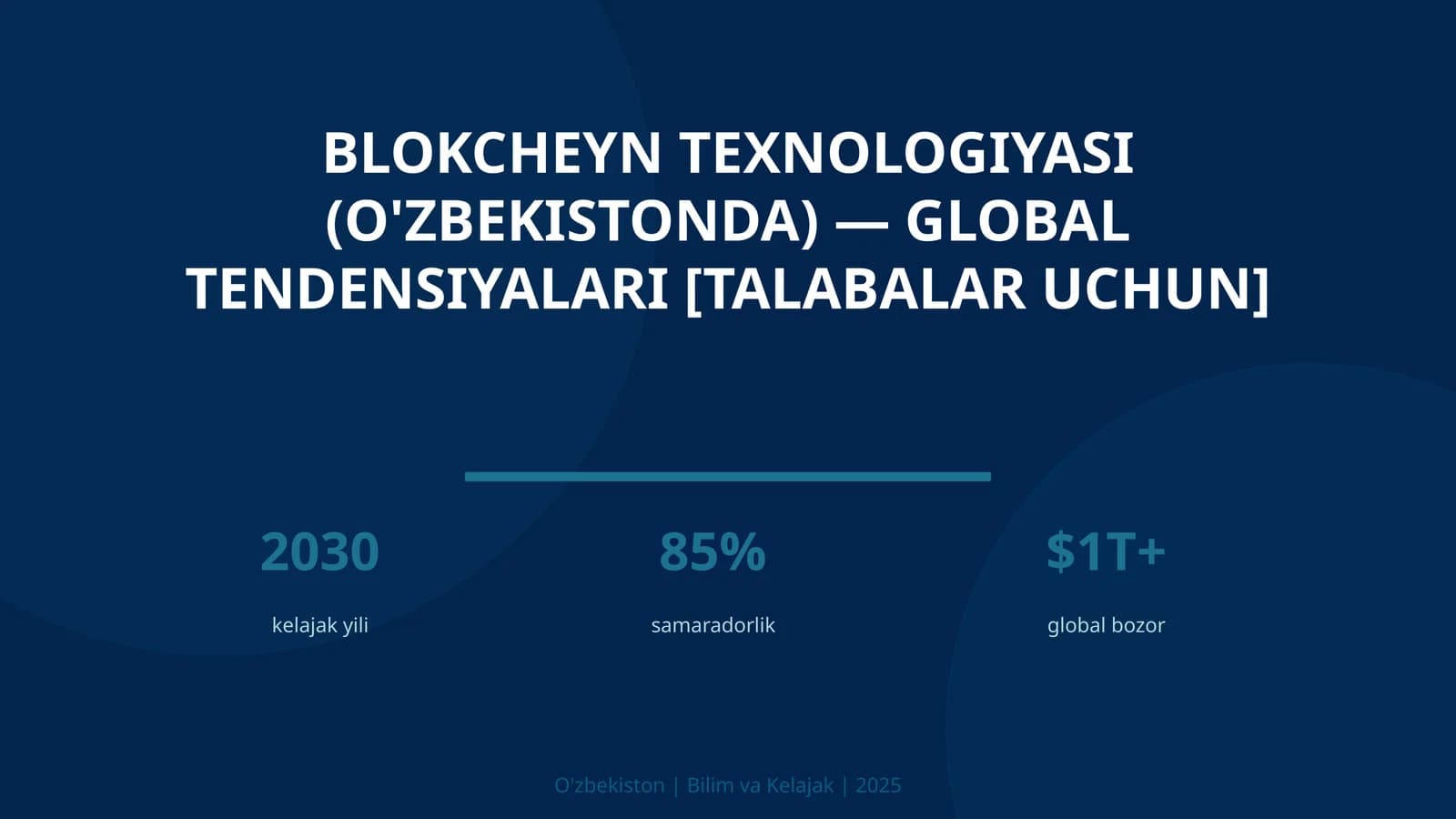 Blokcheyn Texnologiyasi (O'zbekistonda) — Global Tendensiyalari [Talabalar Uchun]