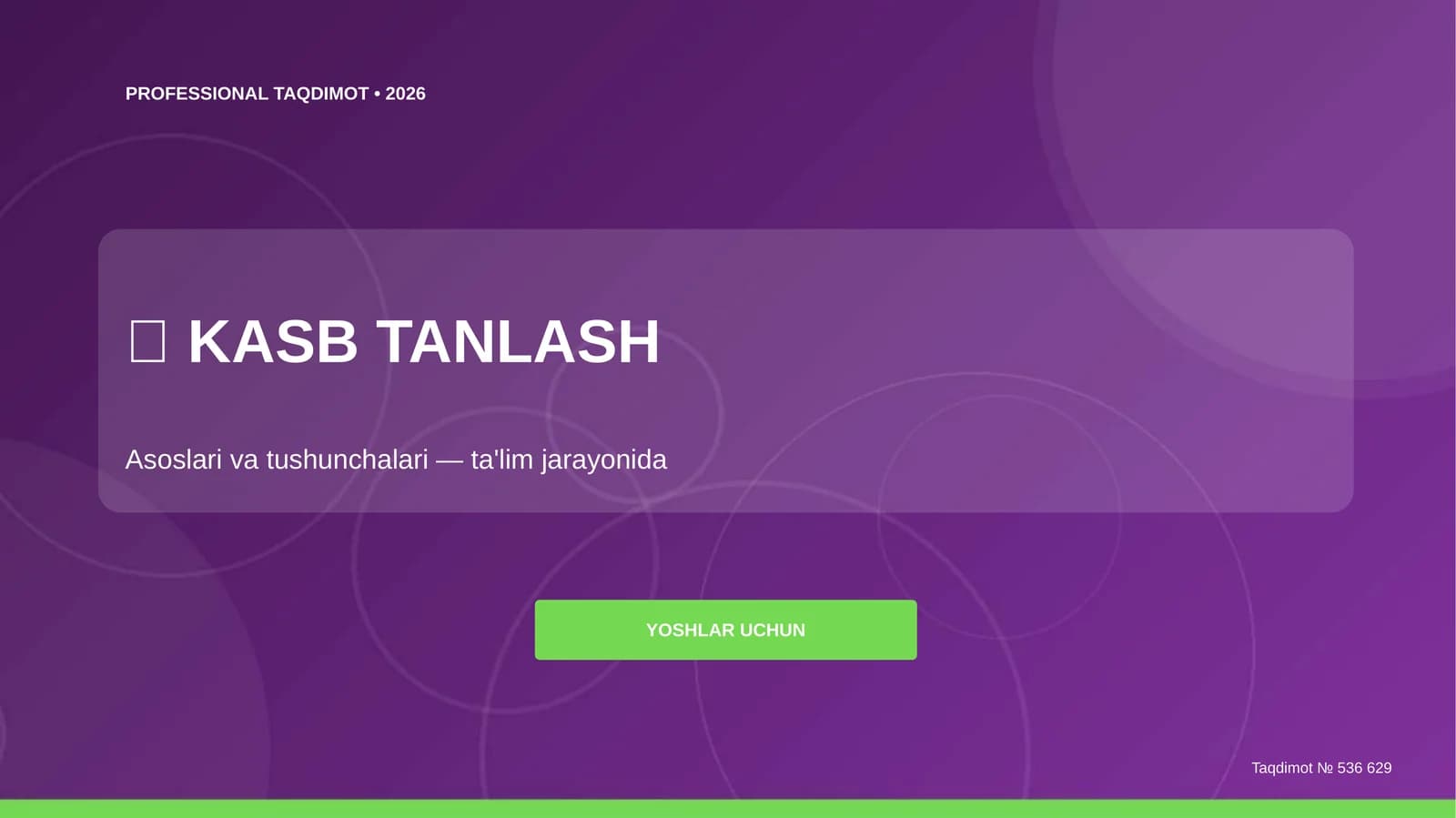 Kasb tanlash: asoslari va tushunchalari (ta'lim jarayonida) [yoshlar uchun]