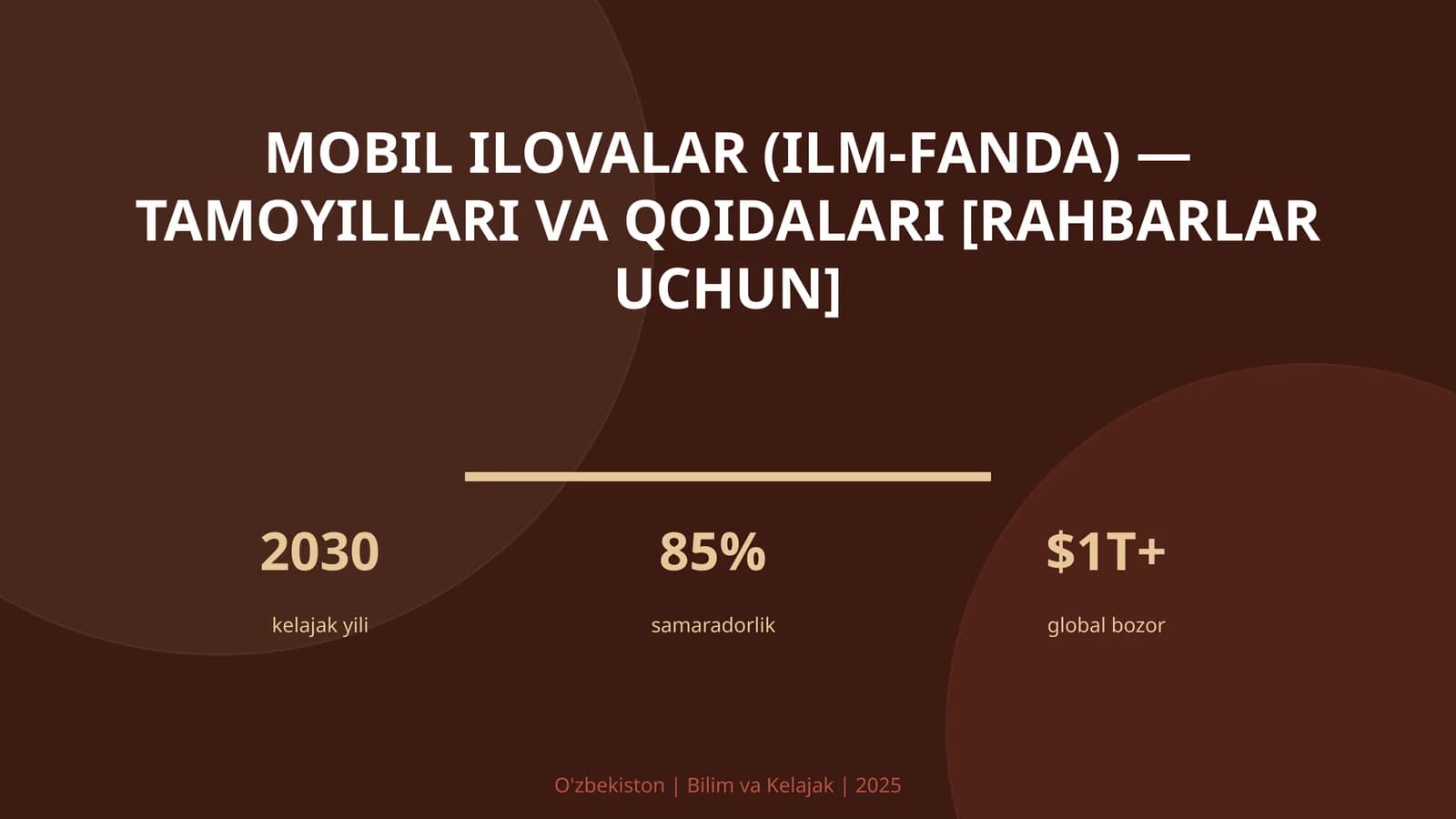 MOBIL ILOVALAR (ILM-FANDA) — TAMOYILLARI VA QOIDALARI [RAHBARLAR UCHUN]