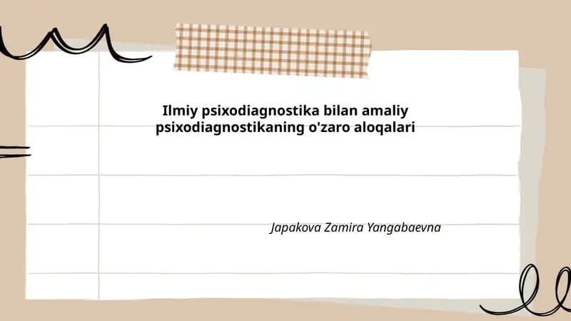 Ilmiy psixodiagnostika bilan amaliy psixodiagnostikaning o'zaro aloqalari