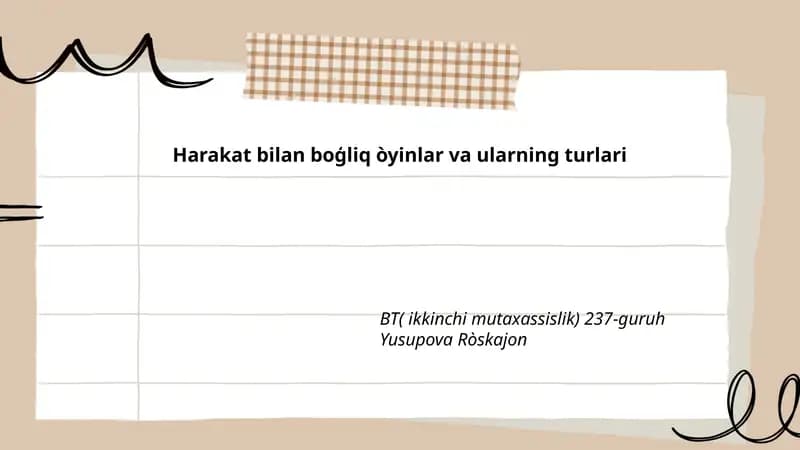 Harakatli o'yinlar turlari