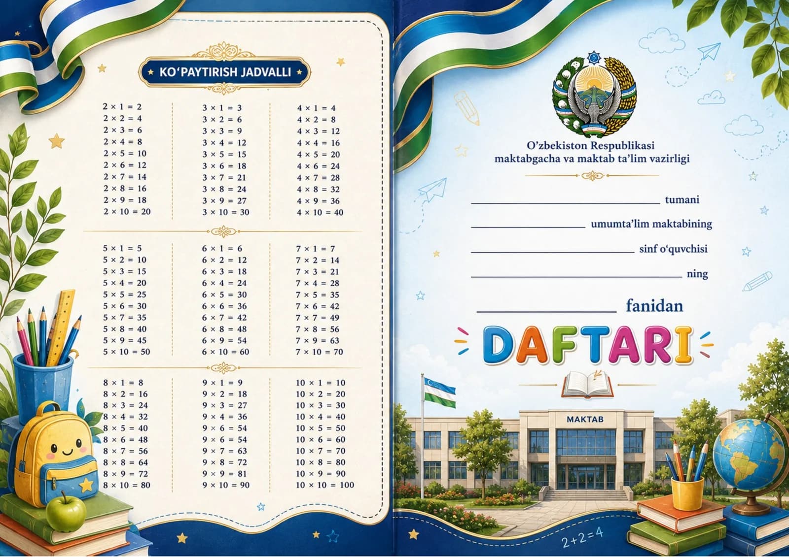 DAFTAR YUZI MUQOVASI MAKTAB UCHUN  YANGI