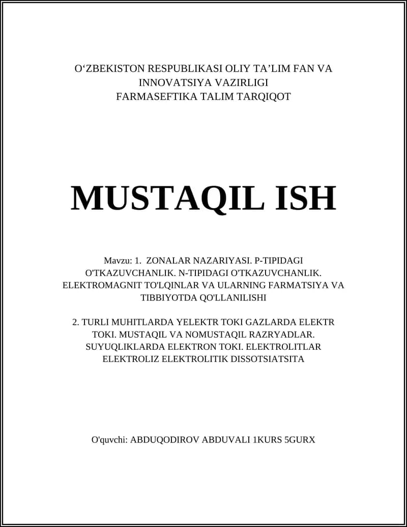 FARMASEFTIKA TALIM TARQIQOT