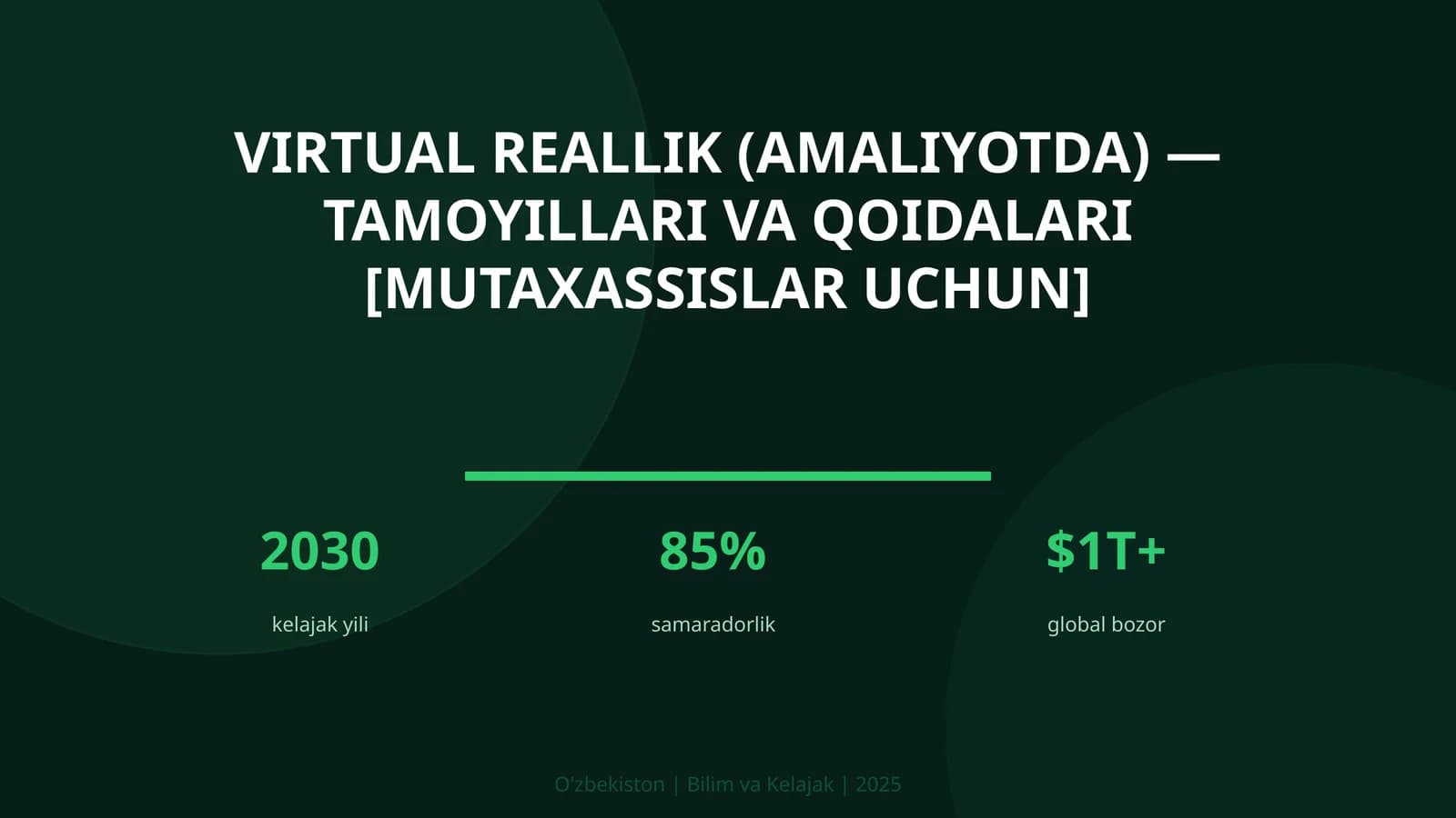 Virtual reallik (amaliyotda) — tamoyillari va qoidalari [mutaxassislar uchun]