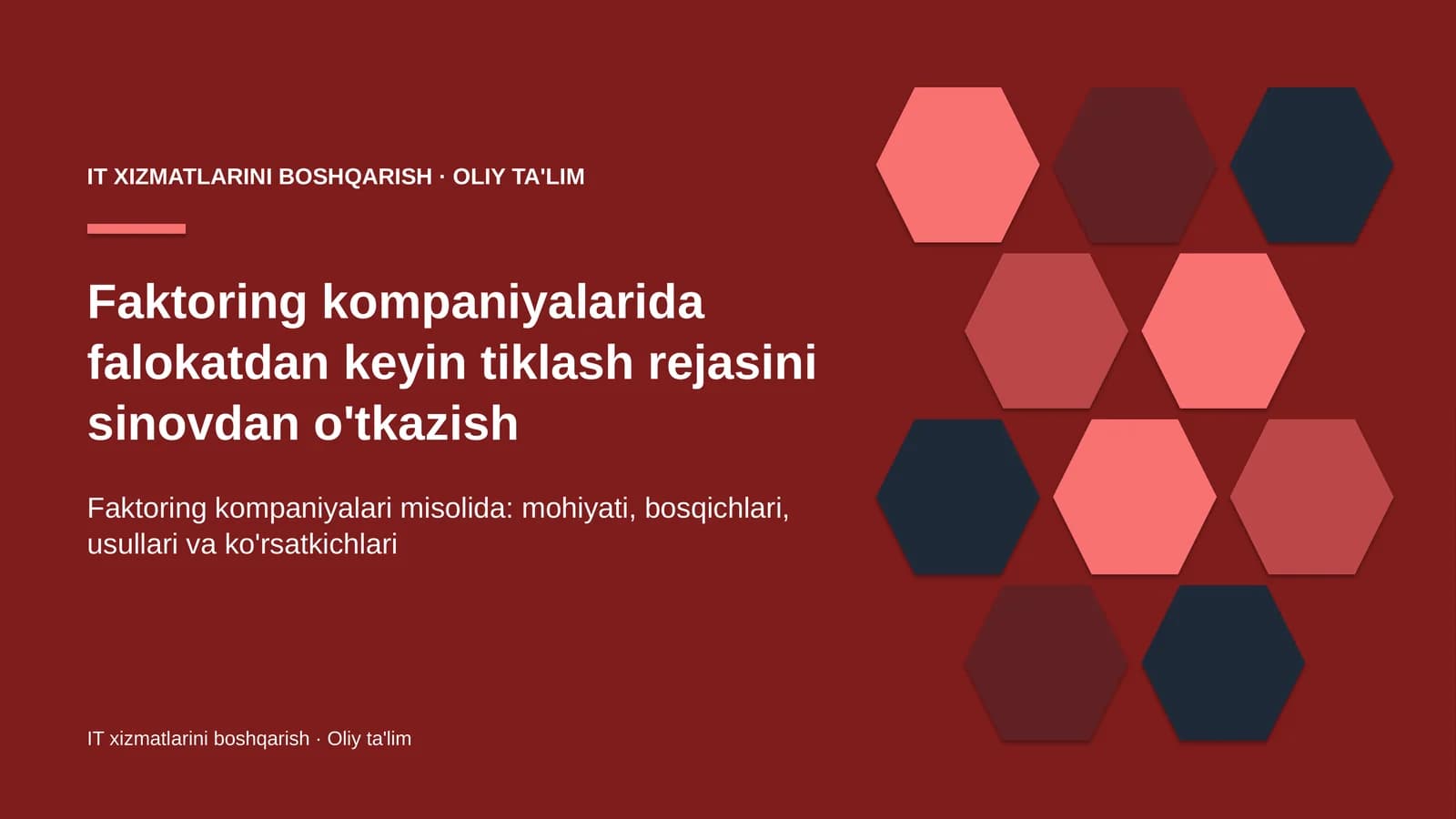faktoring kompaniyalarida falokatdan keyin tiklash rejasini sinovdan o'tkazish 5313