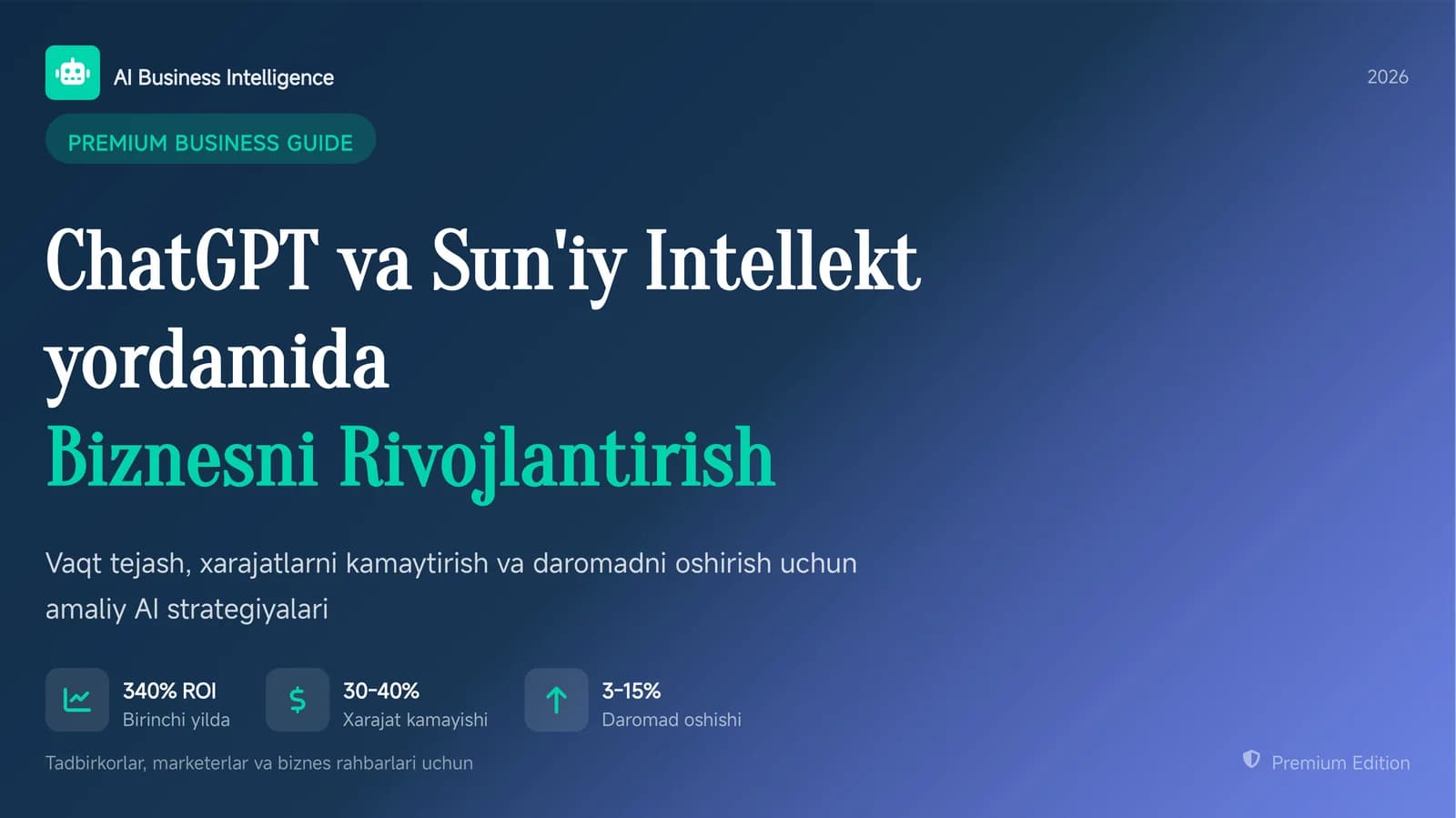 ChatGPT va AI yordamida biznesni 10 baravar tezlashtirish